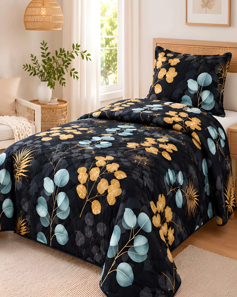 CUBRECAMA 1.5 PLAZAS QUILT LIVIANO CON ALMOHADA - 1