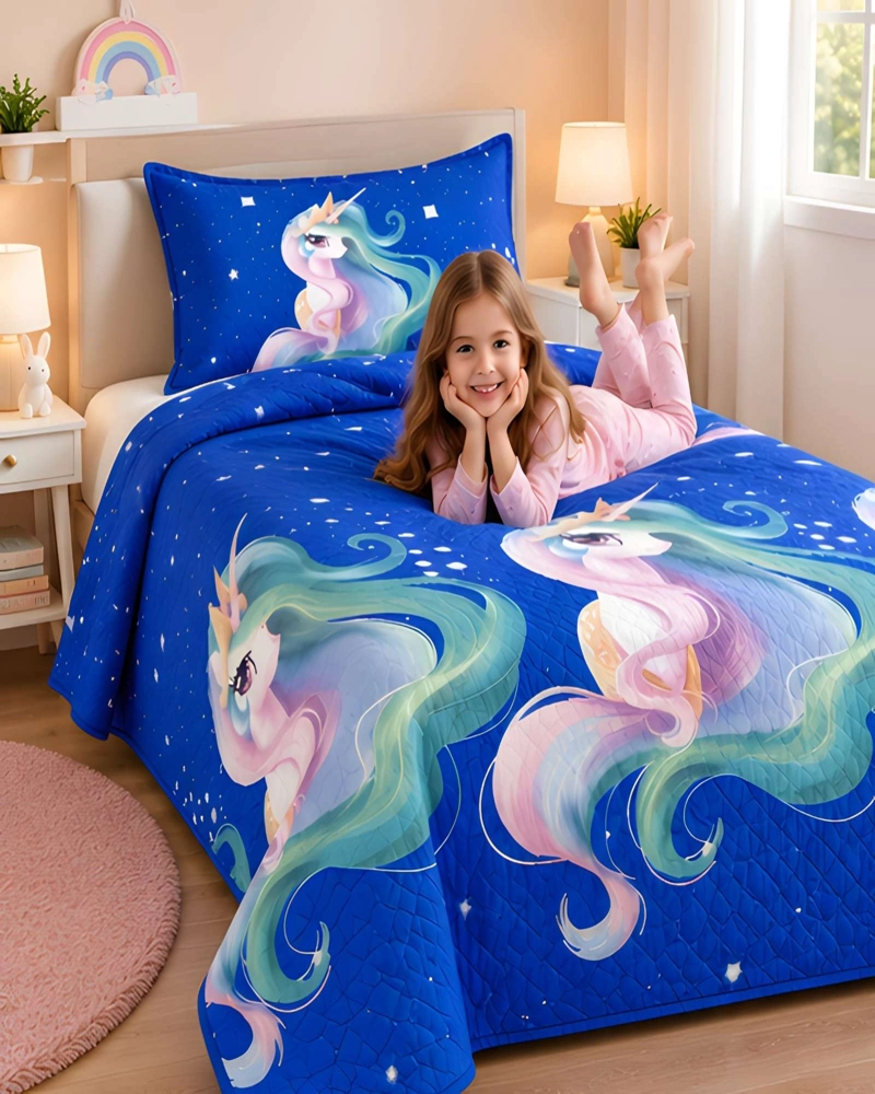 CUBRECAMAS 1 PLAZA Y MEDIA QUILT LIVIANO DE VERANO CON FUNDA - 4
