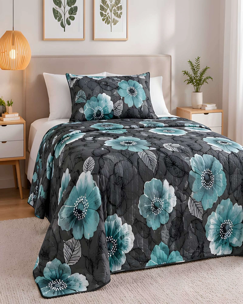 CUBRECAMAS 1 PLAZA Y MEDIA QUILT LIVIANO DE VERANO CON FUNDA - 1