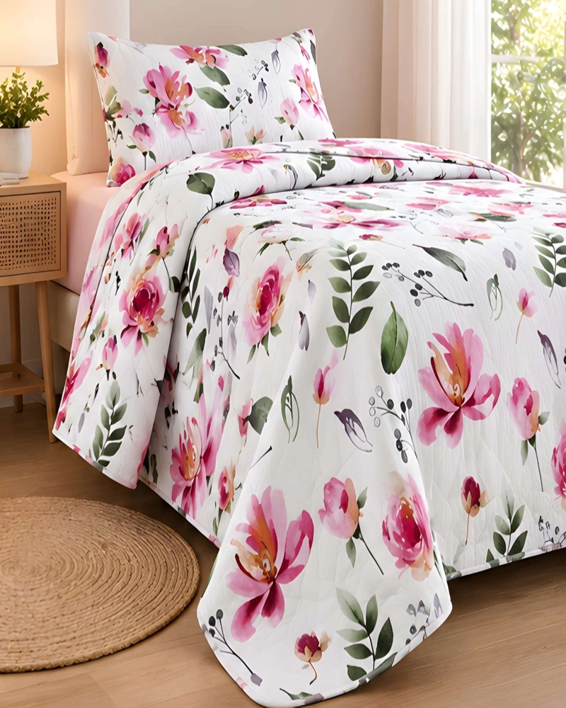 CUBRECAMA 1.5 PLAZAS QUILT LIVIANO CON ALMOHADA - 3