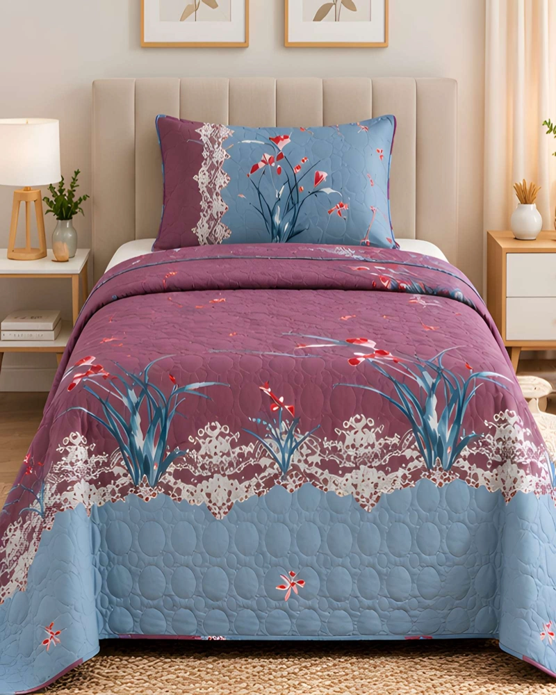CUBRECAMAS 1 PLAZA Y MEDIA QUILT LIVIANO DE VERANO CON FUNDA - 1