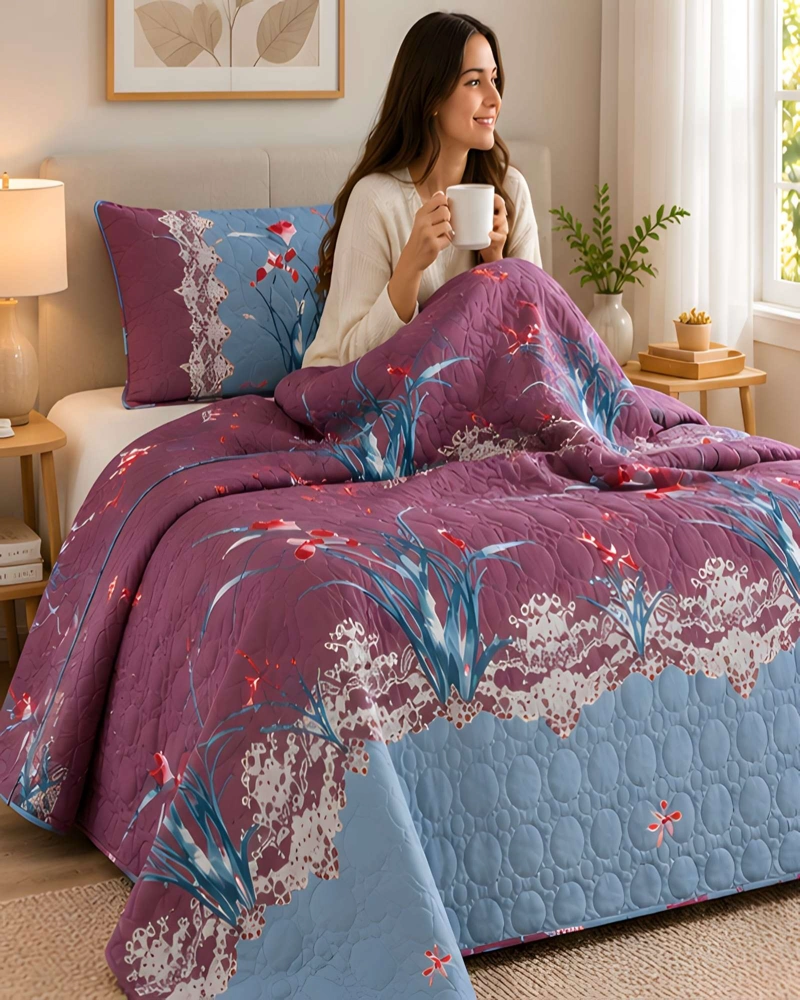 CUBRECAMAS 1 PLAZA Y MEDIA QUILT LIVIANO DE VERANO CON FUNDA - 4