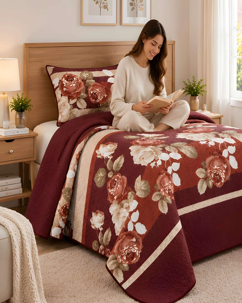 CUBRECAMA 1.5 PLAZAS QUILT LIVIANO CON ALMOHADA - 4