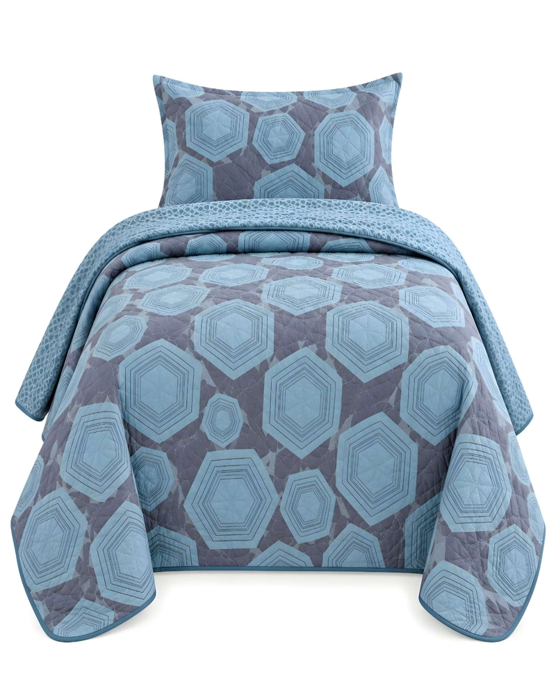 CUBRECAMAS 1 PLAZA Y MEDIA QUILT LIVIANO DE VERANO CON FUNDA - 6