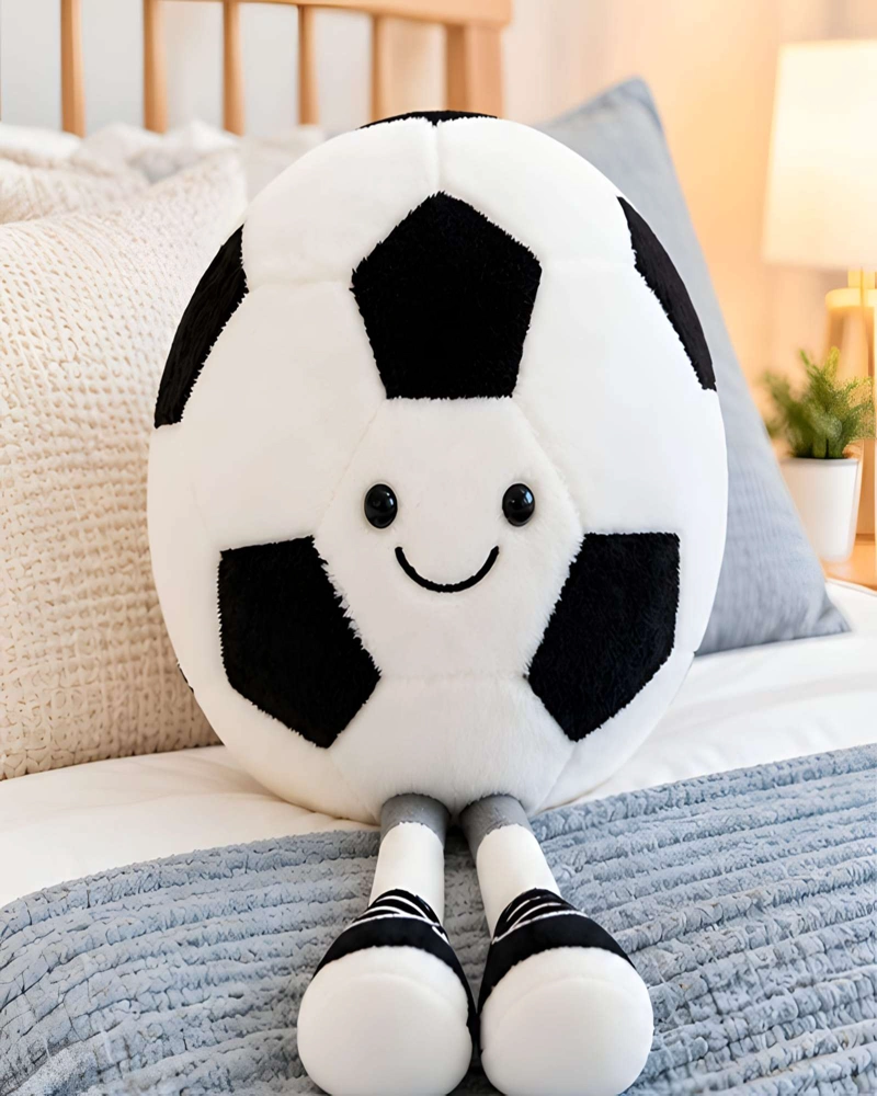 COJIN PELUCHE BALON FUTBOL CLASICO CON PIERNAS PARA CUARTO INFANTIL - 1