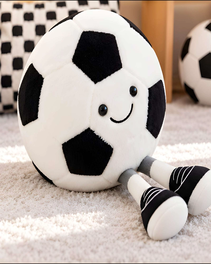 COJIN PELUCHE BALON FUTBOL CLASICO CON PIERNAS PARA CUARTO INFANTIL - 2