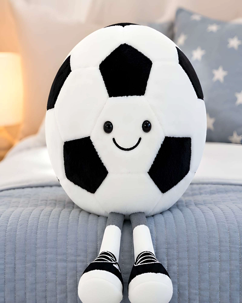 COJIN PELUCHE BALON FUTBOL CLASICO CON PIERNAS PARA CUARTO INFANTIL - 3