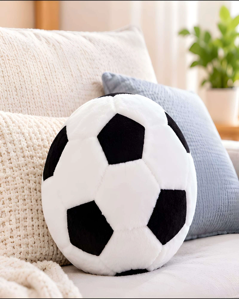 COJIN FORMA BALON FUTBOL CLASICO 30 CM PARA CUARTO O SALA TV - 2