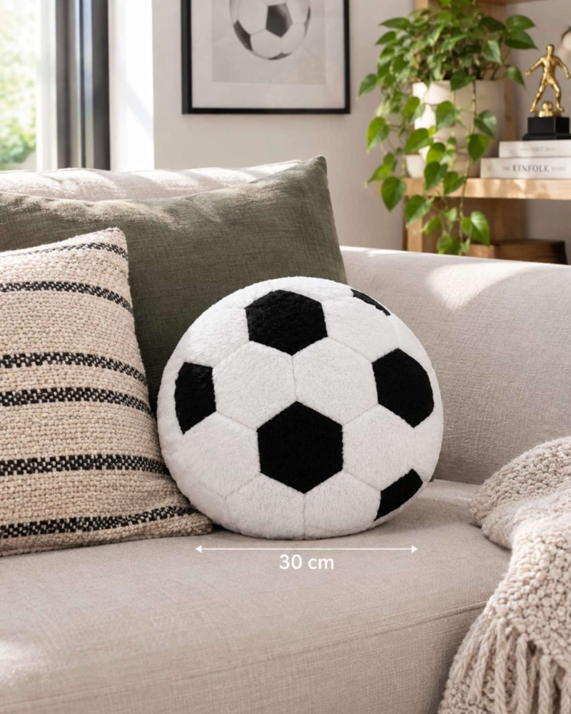COJIN FORMA BALON FUTBOL CLASICO 30 CM PARA CUARTO O SALA TV - 5