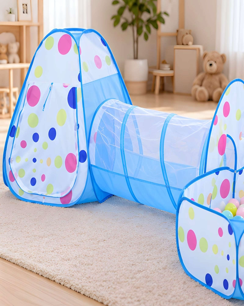 CASTILLO DE JUEGOS INFANTIL CON TUNEL DE GATEO Y ESTACION PARA PELOTAS - 2