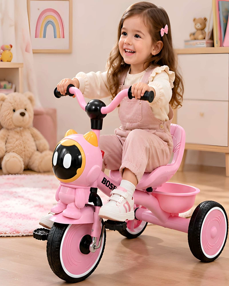 TRICICLO DE APRENDIZAJE INFANTIL CON RESPALDO ALTO Y CESTA - 3