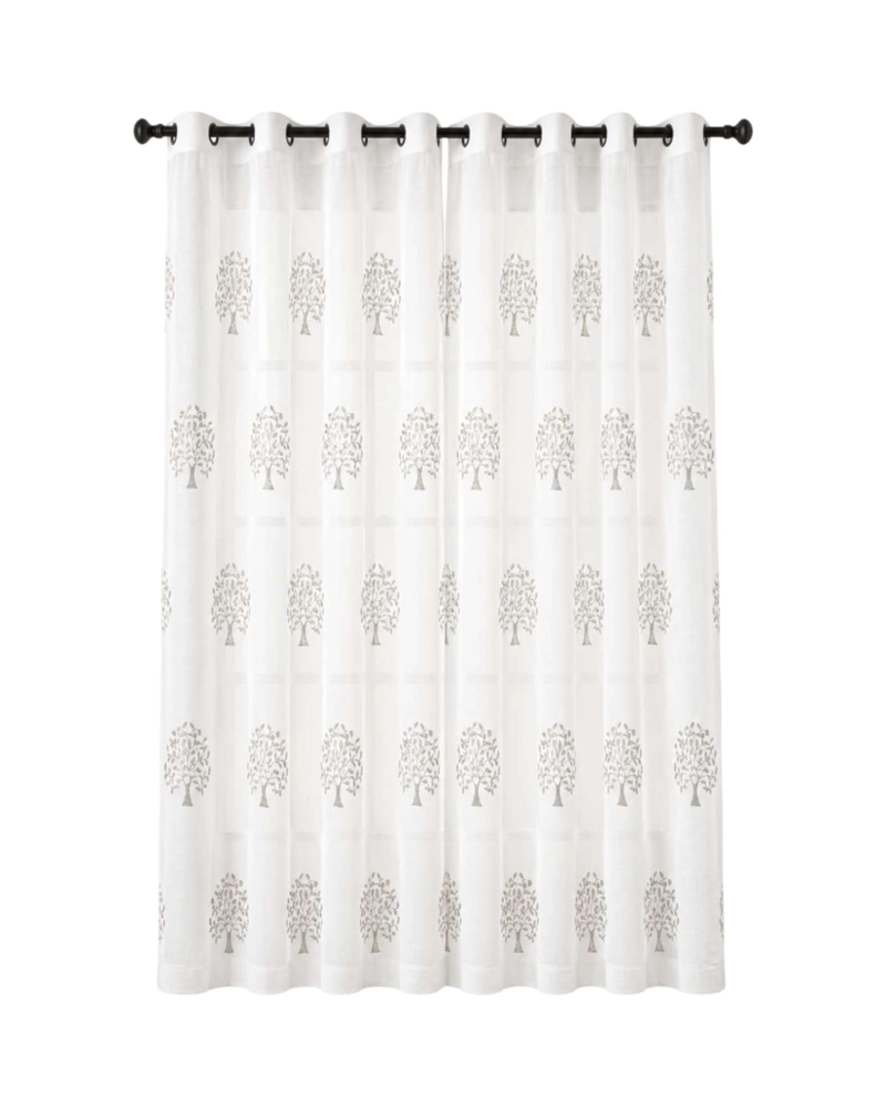 JUEGO 2 CORTINAS VISILLO 140X220 CM CON BORDADO FLORAL - 6
