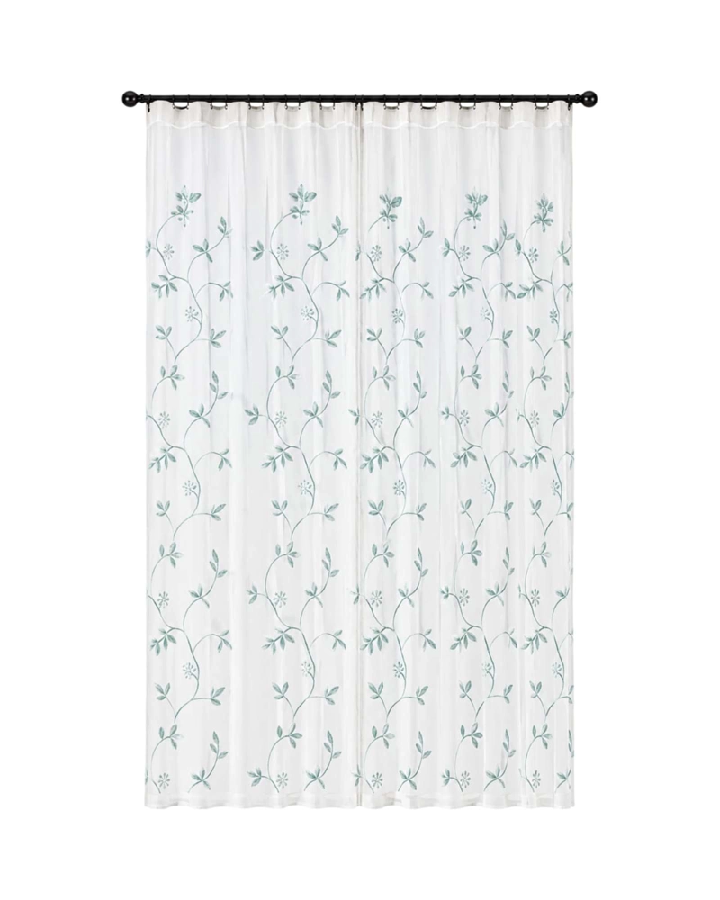 JUEGO 2 CORTINAS VISILLO 140X220 CM CON BORDADO FLORAL - 6