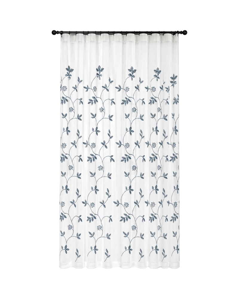 JUEGO 2 CORTINAS VISILLO 140X220 CM CON BORDADO FLORAL - 6