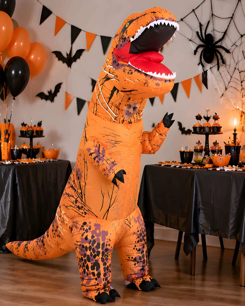 DISFRAZ INFLABLE T-REX ADULTO NARANJA HALLOWEEN FIESTA - 2