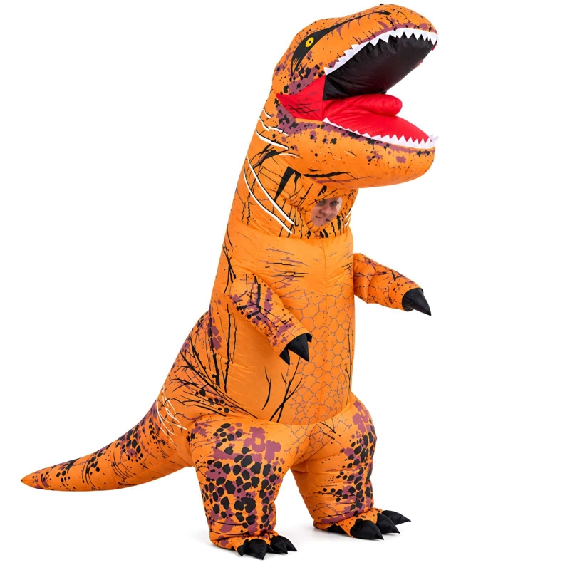 DISFRAZ INFLABLE T-REX ADULTO NARANJA HALLOWEEN FIESTA - 6