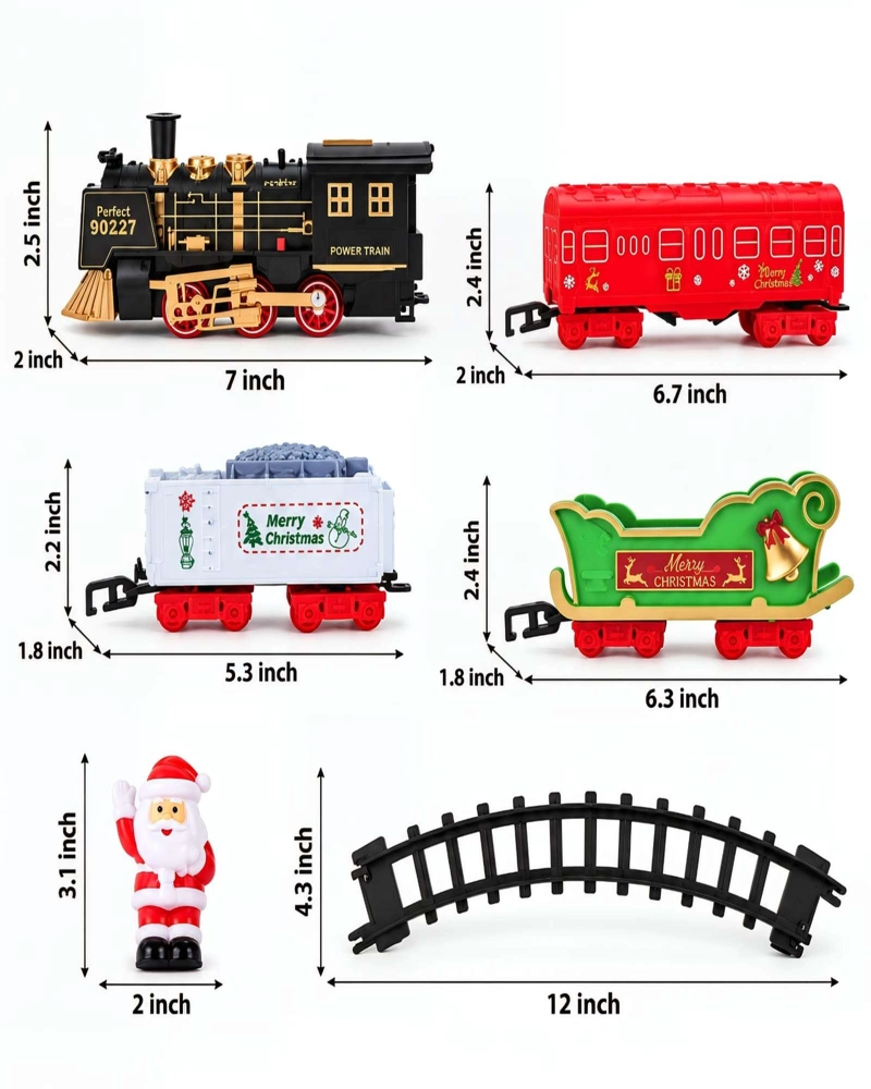 ADORNO DE TREN NAVIDEÑO CON VIAS 88CM Y LOCOMOTORA CON LUZ - 6