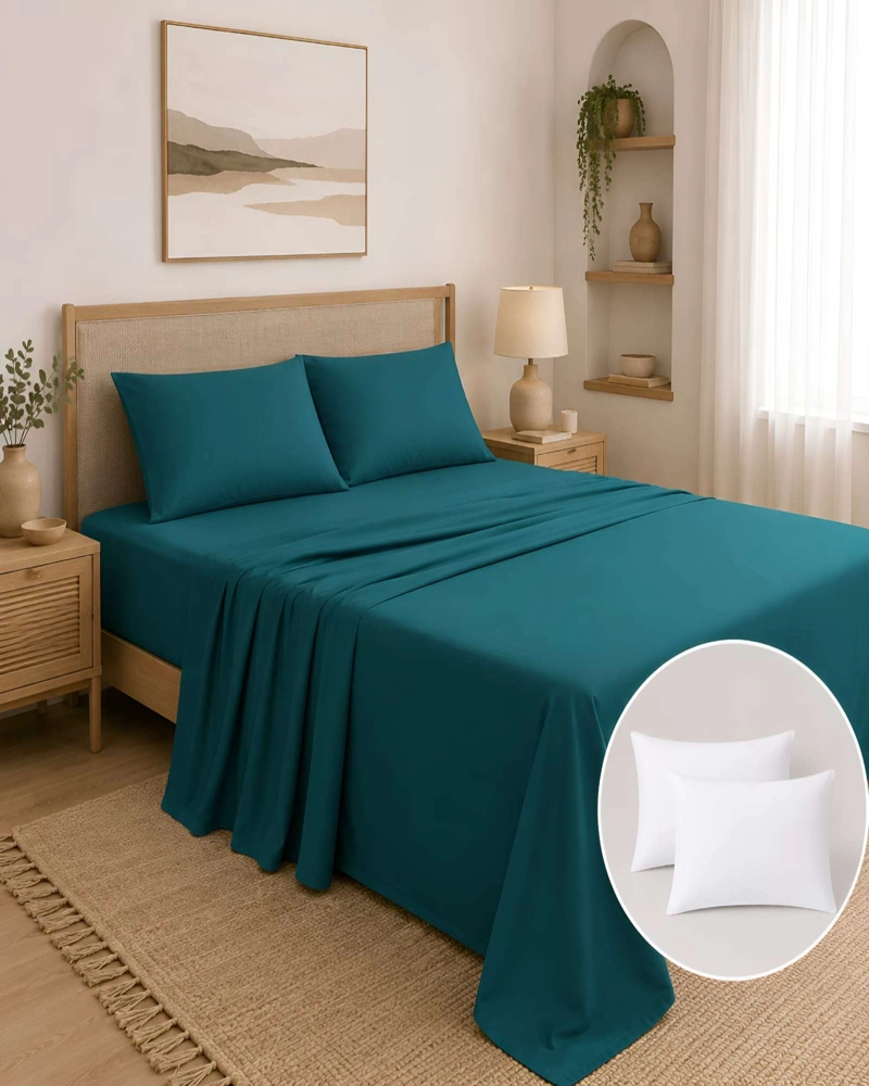 PACK SABANAS 2 PLAZAS 6 PZS CON 2 ALMOHADAS RELLENAS - 3