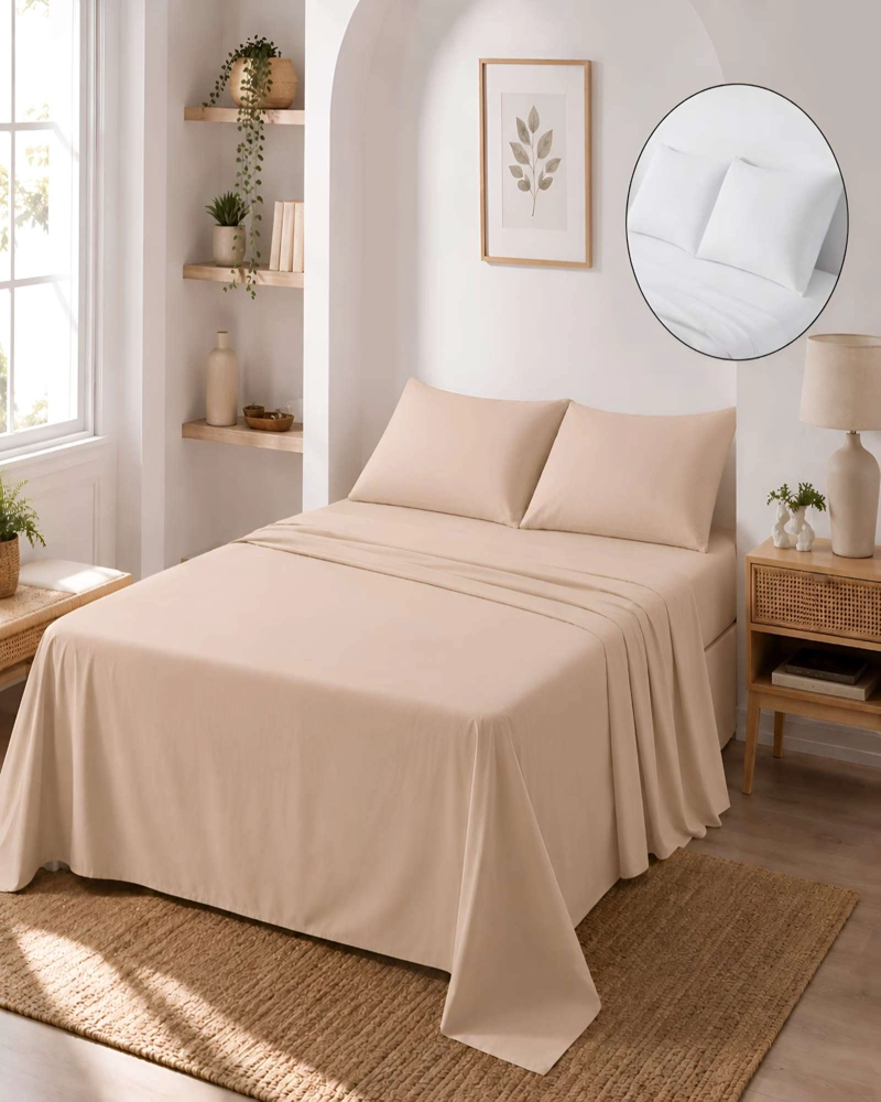 PACK SABANAS 2 PLAZAS 6 PZS CON 2 ALMOHADAS RELLENAS - 2