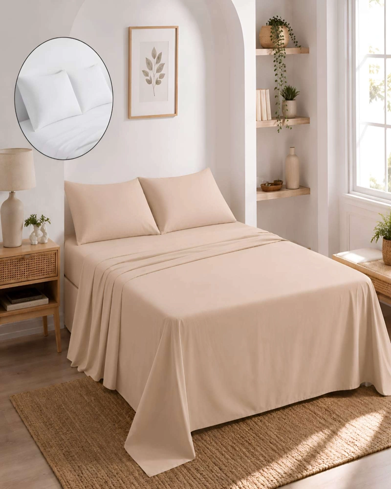 PACK SABANAS 2 PLAZAS 6 PZS CON 2 ALMOHADAS RELLENAS - 3
