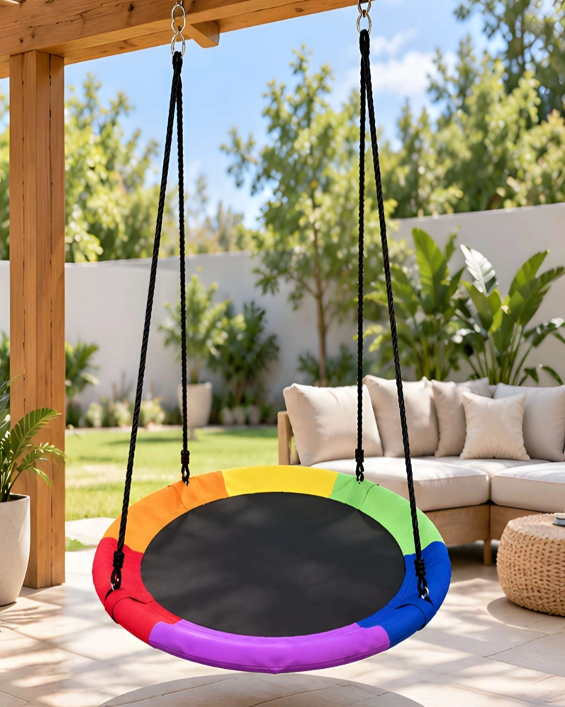 COLUMPIO NIDO PARA NIÑOS JUEGO JARDIN CON CORREAS Y GANCHOS - 2