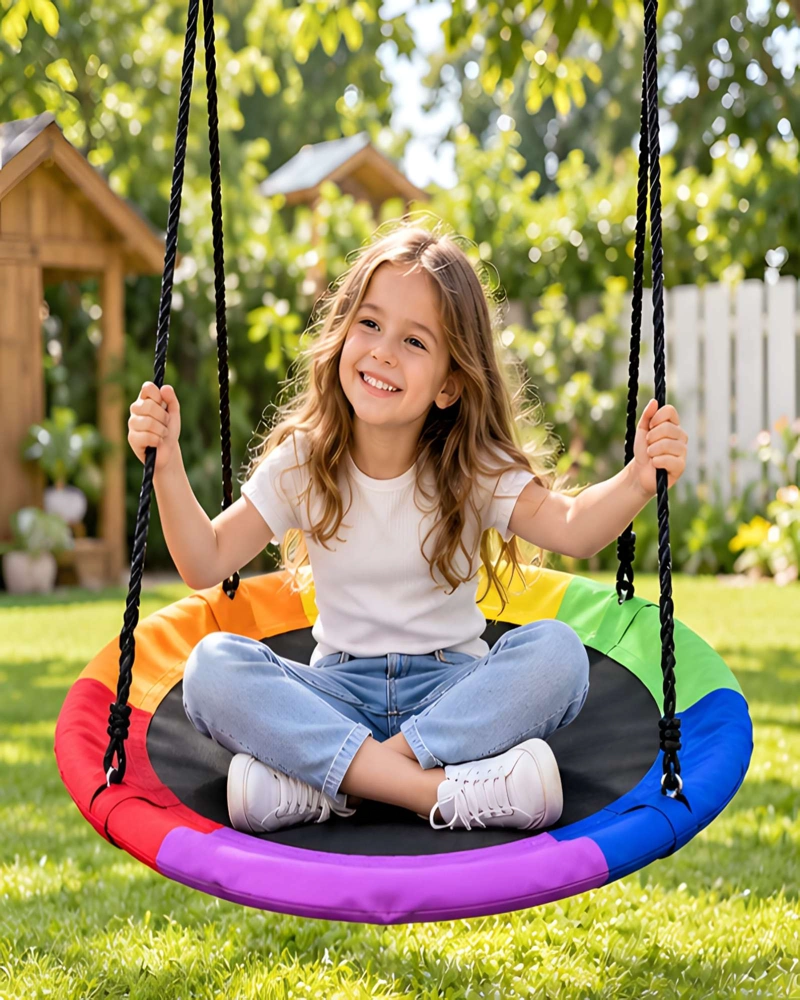 COLUMPIO NIDO PARA NIÑOS JUEGO JARDIN CON CORREAS Y GANCHOS - 3
