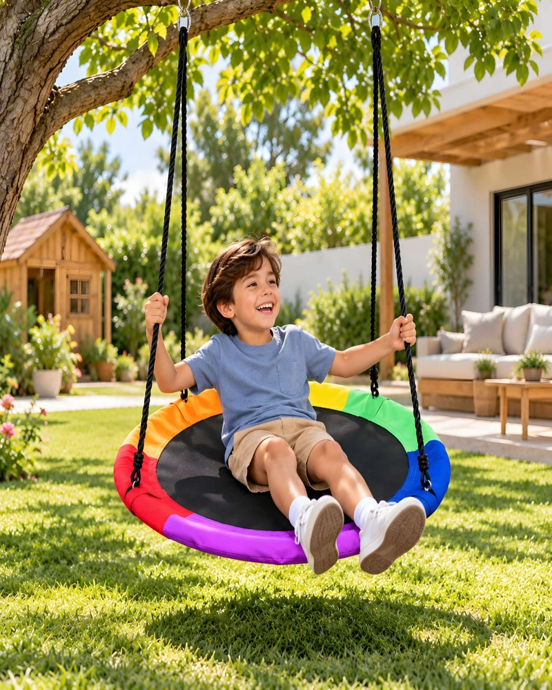 COLUMPIO NIDO PARA NIÑOS JUEGO JARDIN CON CORREAS Y GANCHOS - 5