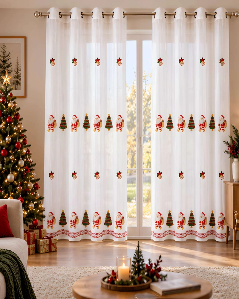 CORTINAS VISILLOS NAVIDEÑOS BORDADOS 2X (140X230 CM) - 2