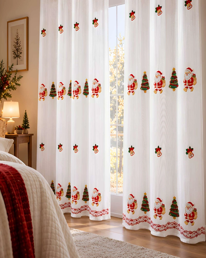 CORTINAS VISILLOS NAVIDEÑOS BORDADOS 2X (140X230 CM) - 3