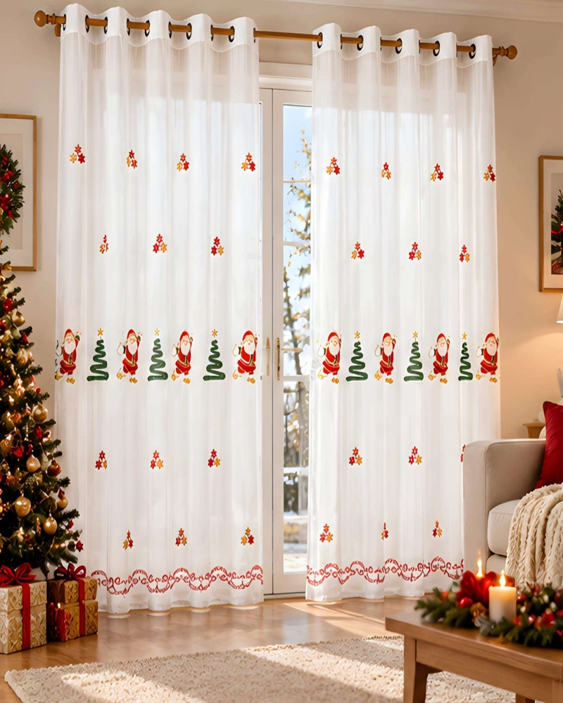 CORTINAS VISILLOS NAVIDEÑOS BORDADOS 2X (140X230 CM) - 3