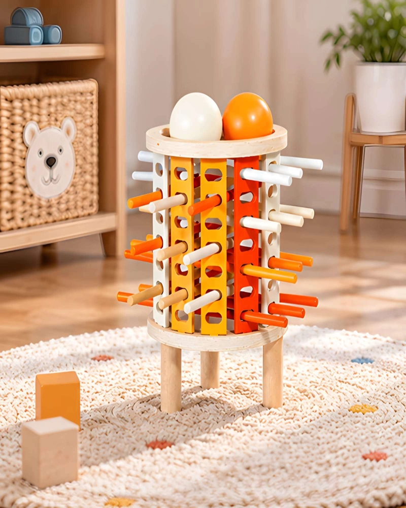 JUEGO DE HABILIDAD EN MADERA CON VARILLAS Y BOLITAS DE COLORES - 1