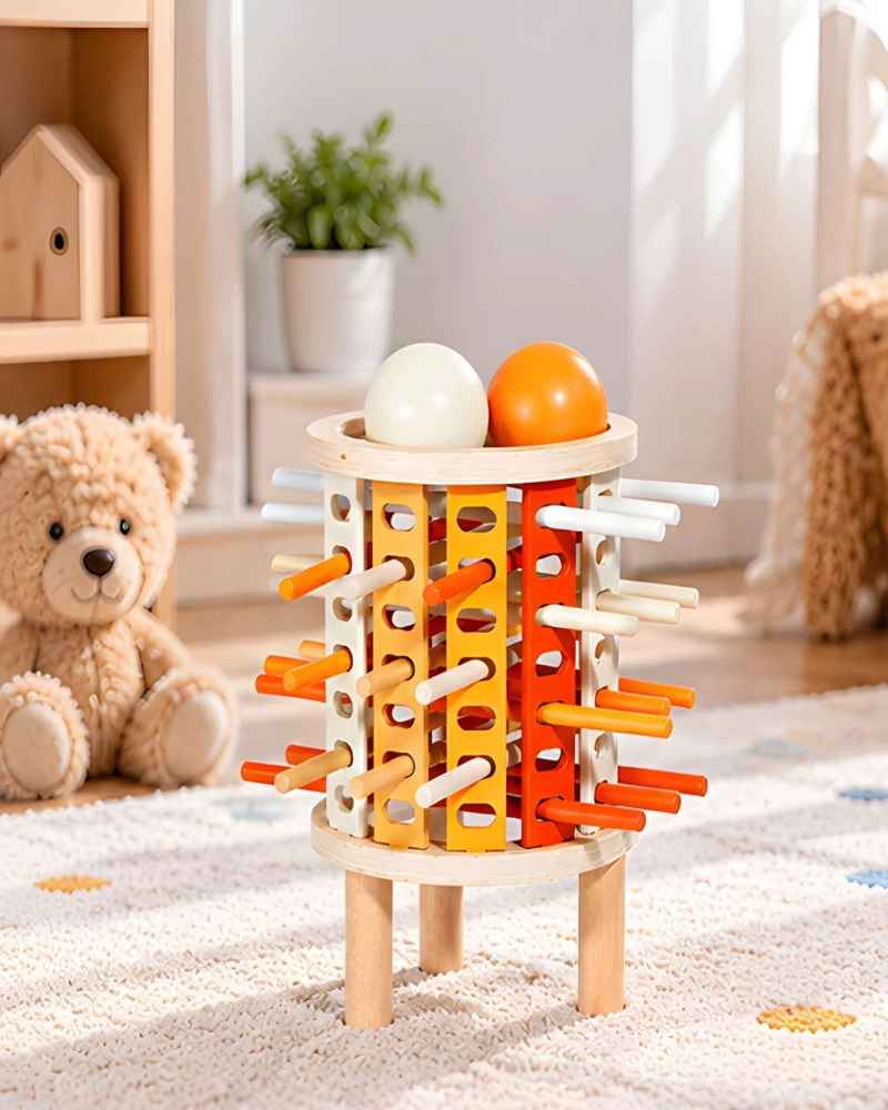 JUEGO DE HABILIDAD EN MADERA CON VARILLAS Y BOLITAS DE COLORES - 3