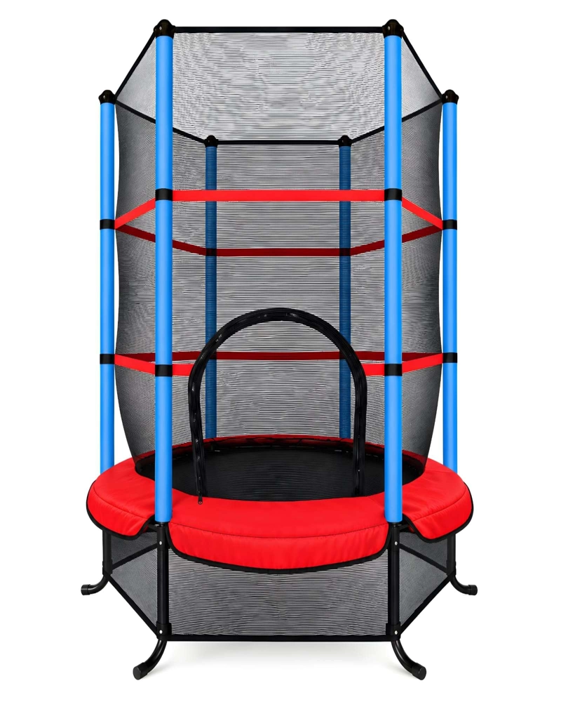 TRAMPOLIN DE NIÑOS PORTATIL CON MALLA Y BORDES ROJOS - 6