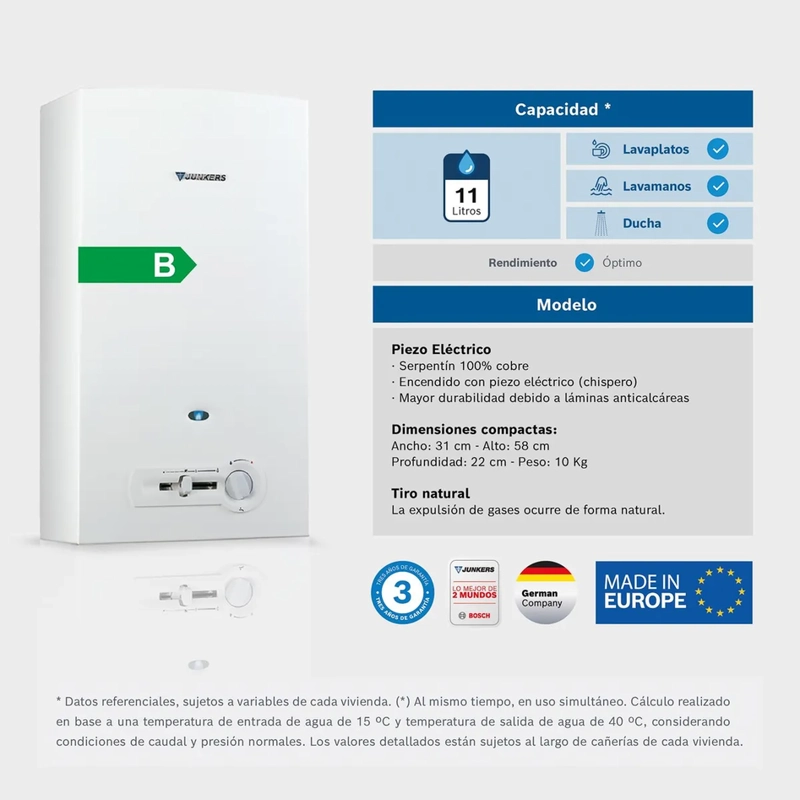 CALEFON 11 LITROS MANUAL GAS NATURAL JUNKERS BOSCH THERM 410 - 5