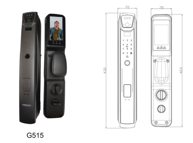 CERRADURA INTELIGENTE 515 CON CAMARA Y MONITOR ACCESO POR HUELLA, CLAVE, TARJETA O APP - 3