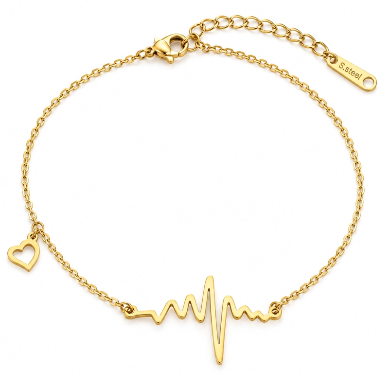 TOBILLERA ELECTROCARDIOGRAMA CORAZON ACERO INOXIDABLE - 1
