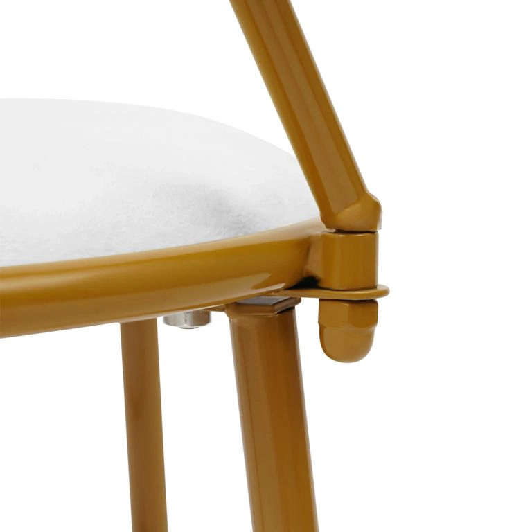 TABURETE SILLA METAL CUERO DORADO BLANCO HADA - 4