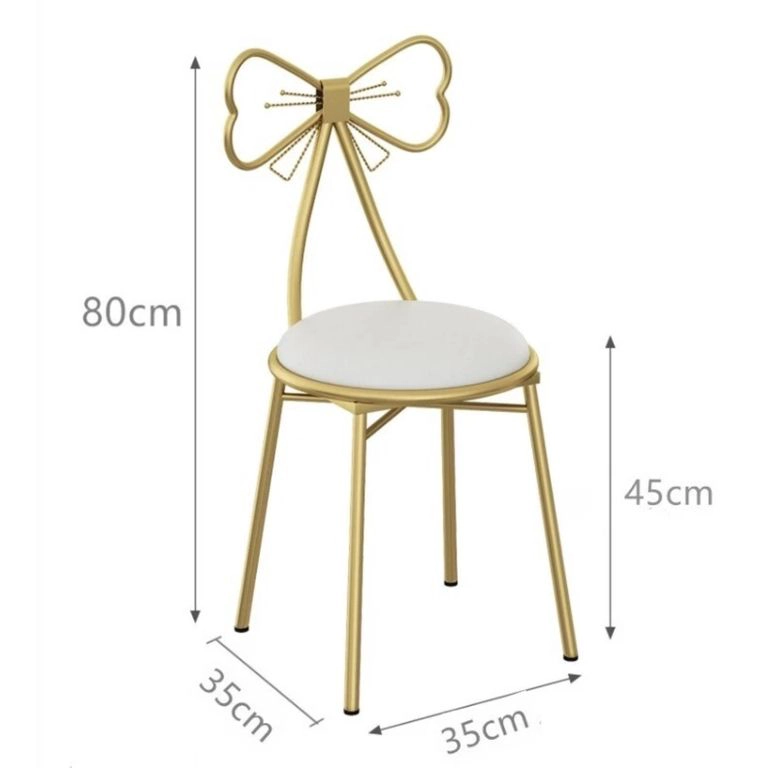 TABURETE SILLA METAL CUERO DORADO BLANCO HADA - 7