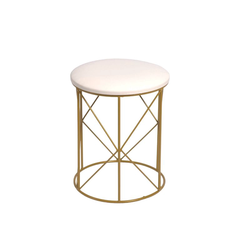 TABURETE DE TOCADOR METAL-CUERO DORADO BLANCO EMMA - 2
