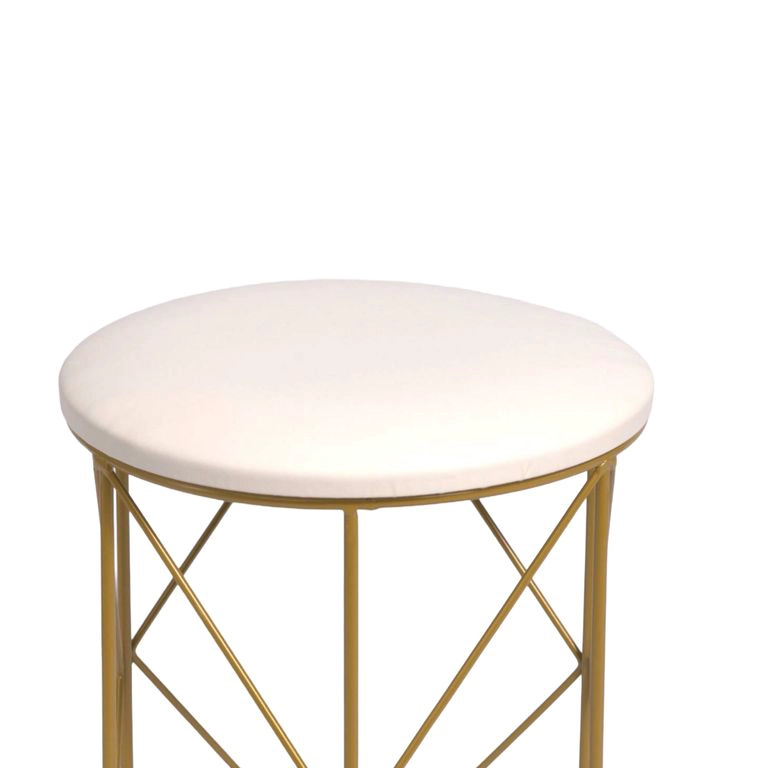 TABURETE DE TOCADOR METAL-CUERO DORADO BLANCO EMMA - 3