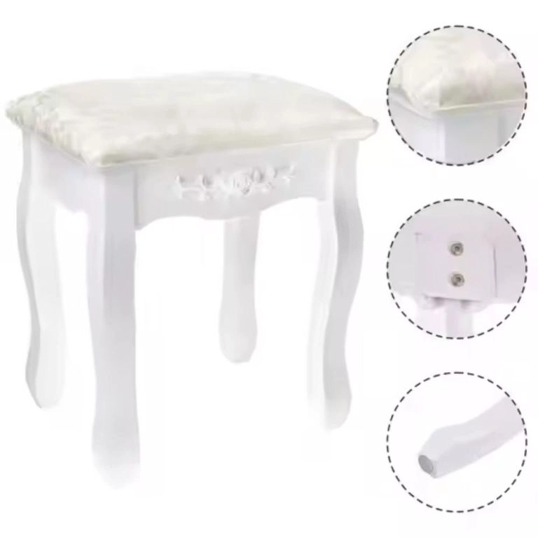 TABURETE DE TOCADOR MADERA BLANCO ROSE ANGELA - 2