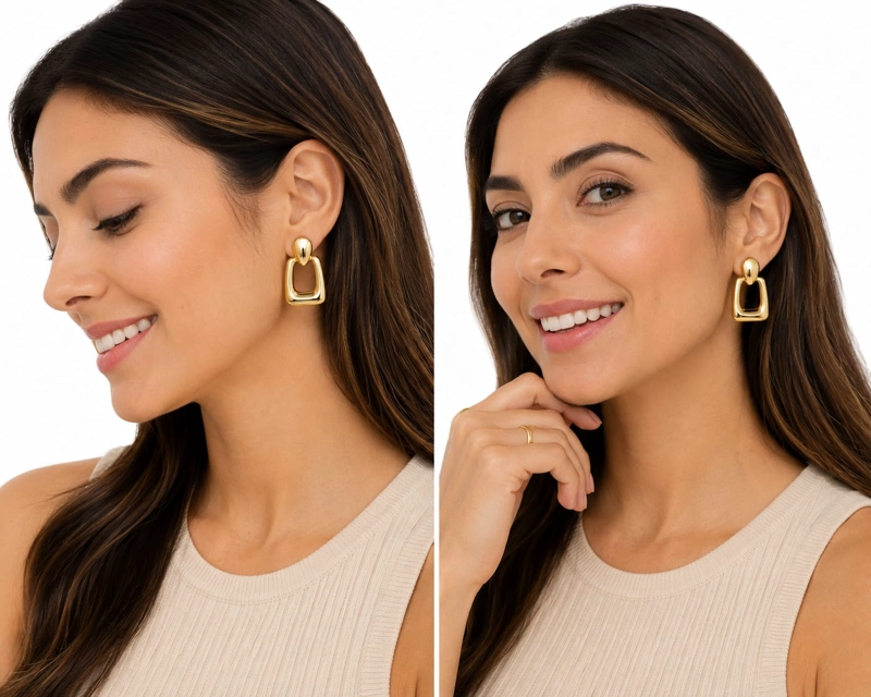 PENDIENTES COLGANTES GEOME TICOS DE ACERO INOXIDABLE   AROS ACERO - 1