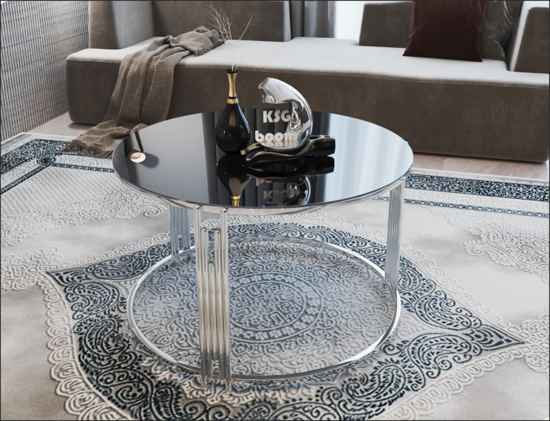MESA CENTRO VIDRIO TEMPLADO CROMADO PIANO NEGRO - 1