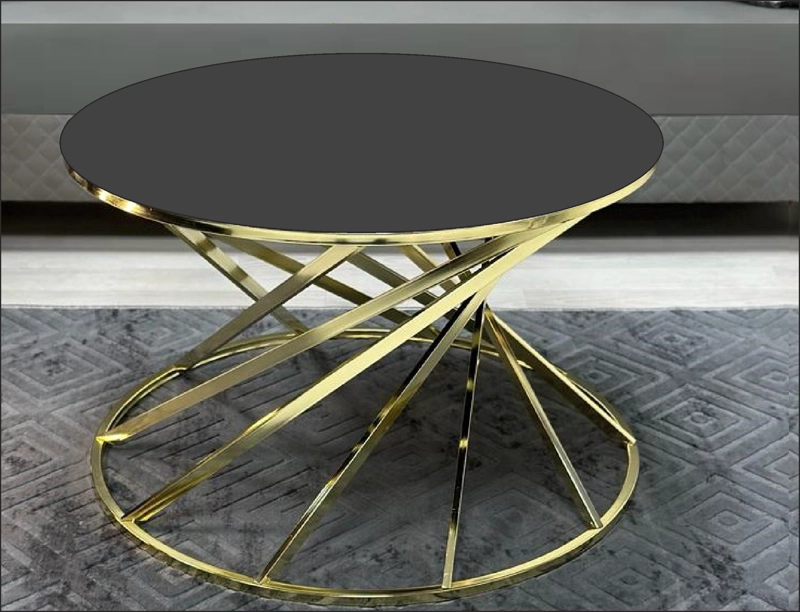 MESA CENTRO YELPAZE VIDRIO REFLEJADO GOLD METAL - 1