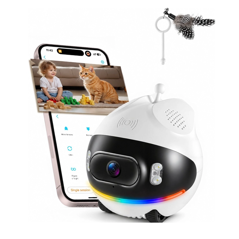 CAMARA ROBOT MOVIL VIGILANCIA REMOTA VISION NOCTURNA 1080P WIFI CON PLUMA - 1