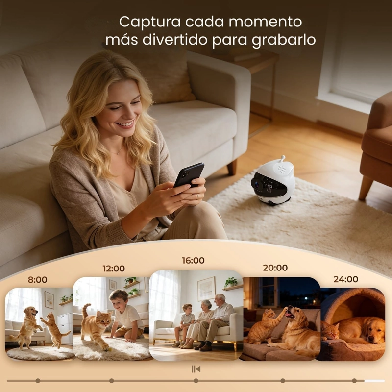 CAMARA ROBOT MOVIL VIGILANCIA REMOTA VISION NOCTURNA 1080P WIFI CON PLUMA - 6