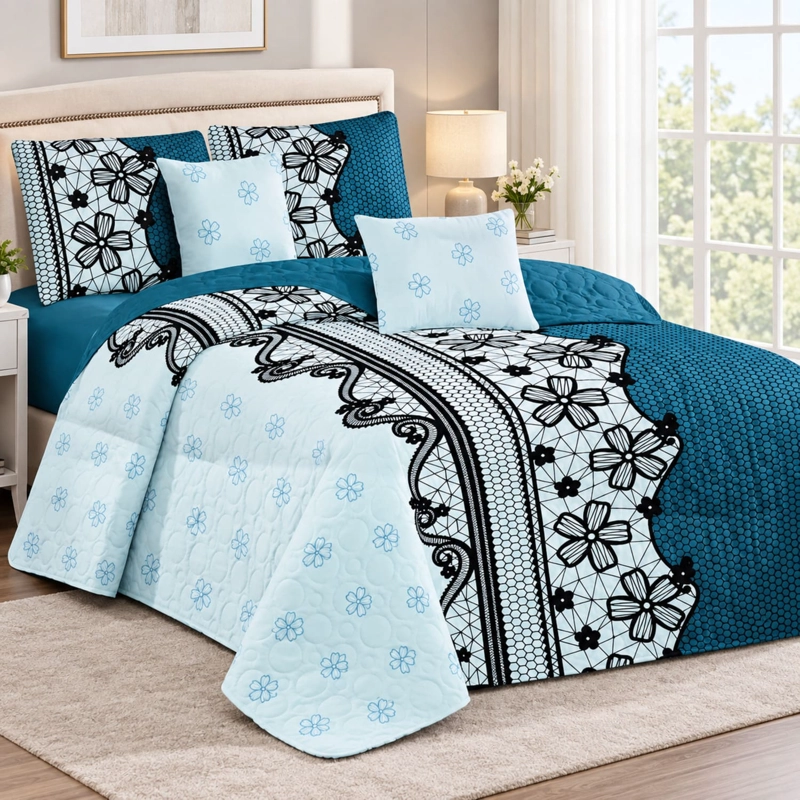 CUBRECAMA QUILT DE VERANO DE 2 PLAZAS MEDIDA 230X250CM DELGADO + 2 FUNDAS DE ALMOHADA CMV2P-KD-34 - 1