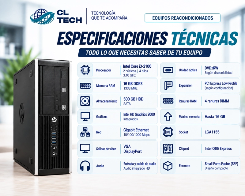 KIT PC COMPAQ 6200 PRO INTEL CORE I3 16GB RAM + TECLADO Y MOUSE - 2