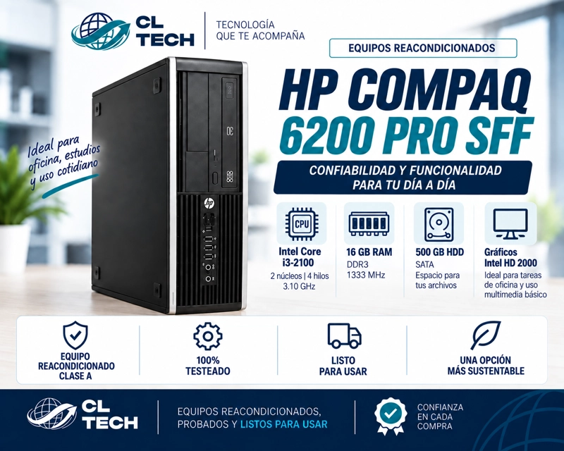 KIT PC COMPAQ 6200 PRO INTEL CORE I3 16GB RAM + TECLADO Y MOUSE - 6