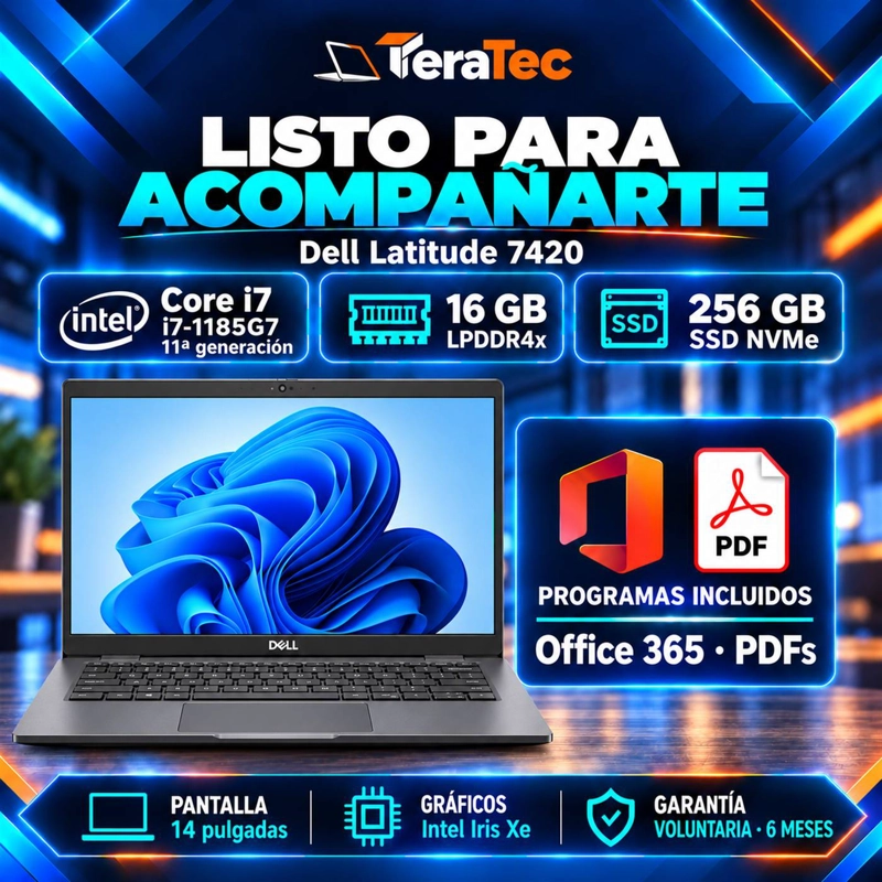 NOTEBOOK DELL LATITUDE 7420 CORE I7-1185G7 11ª GENERACION 16GB RAM SSD NVME 256GB REACONDICIONADO - 2